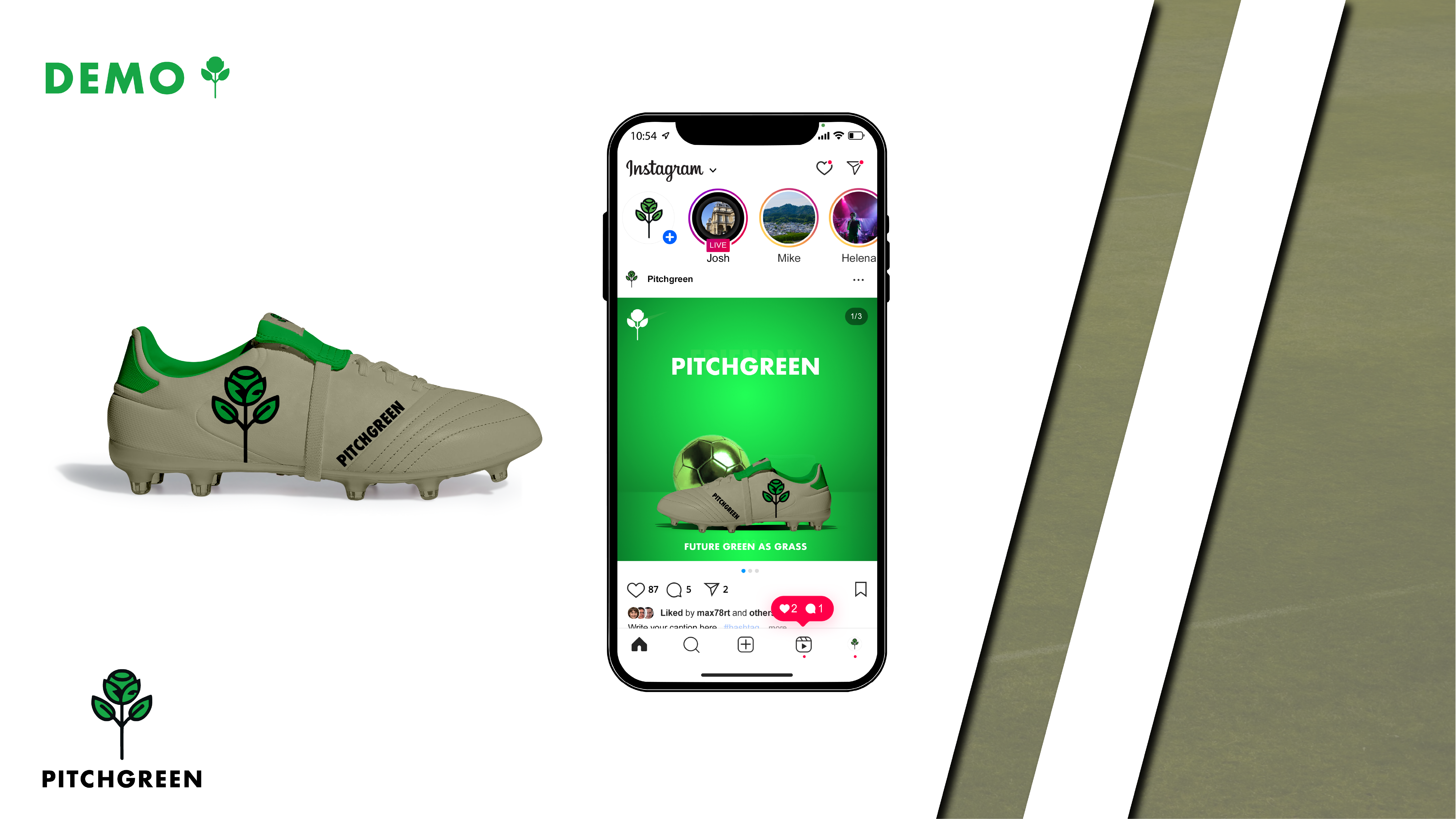 Blauw prototype: upper uit boodschappentas, hergebruikte noppen